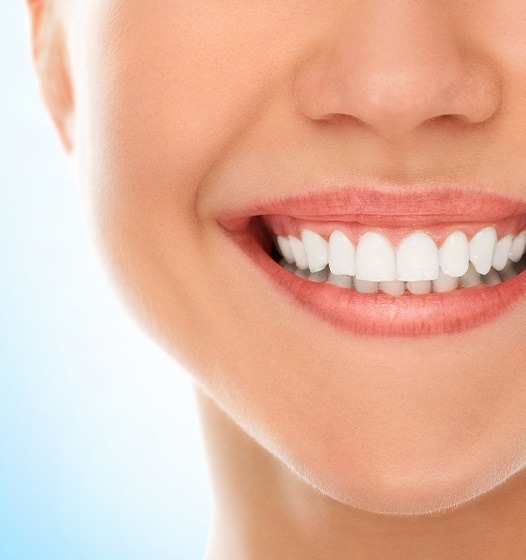 Closeup of gorgeous smile after esthetic surgical services